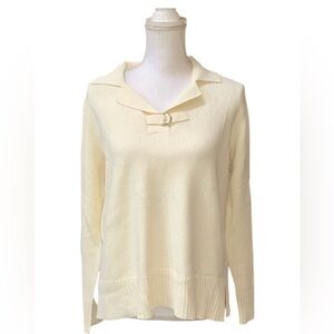 DUNA Hand Loomed in California Ivory Long Sleeve Pullover Knit Blouse Size L/ XL
